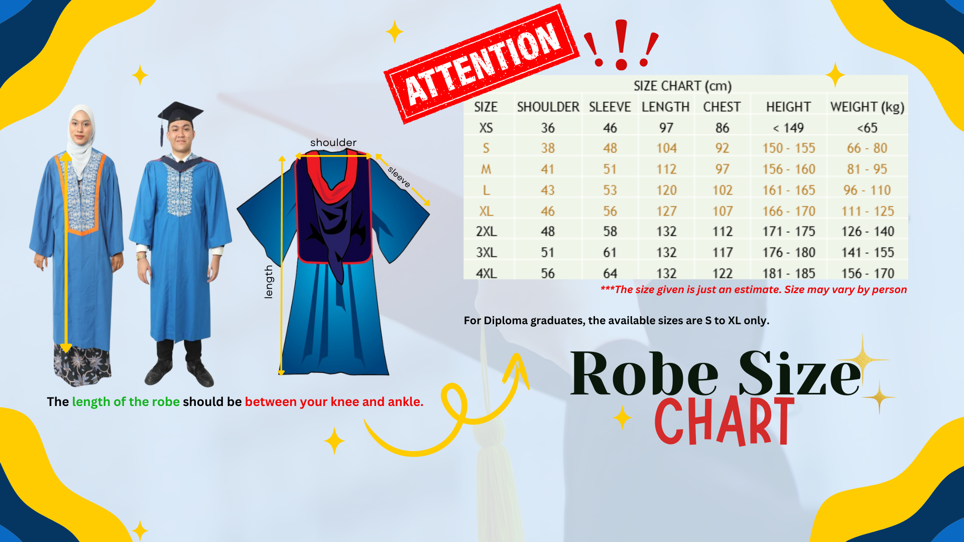 Convocation Robe - Size Chart